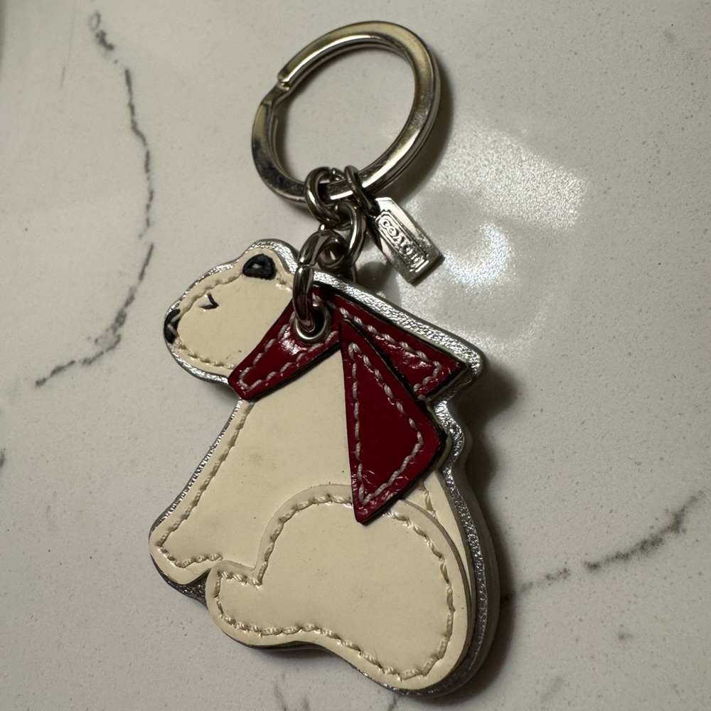 Coach Polar Limited Edition Polar Bear in Scarf Patent Leather Keychain - Picture 2 of 6